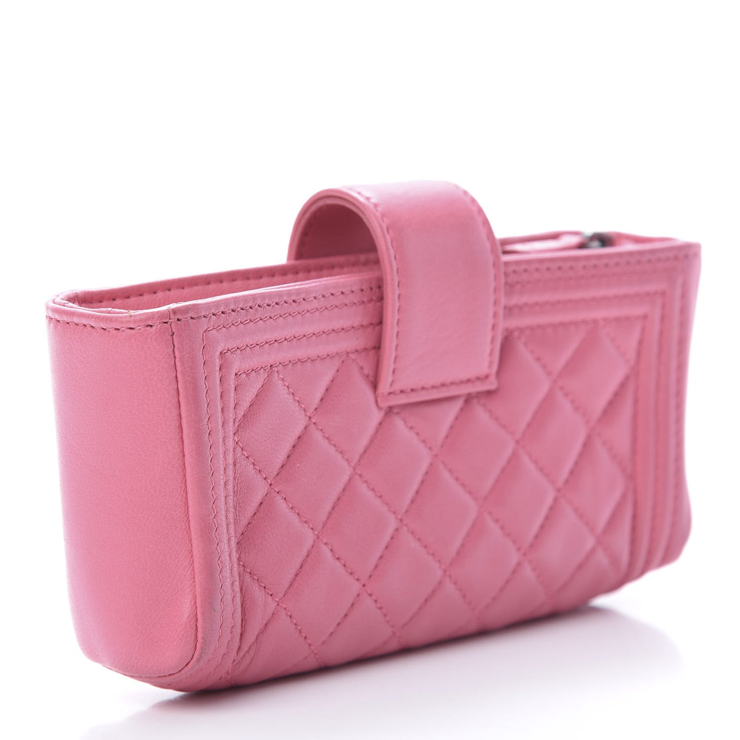 Lambskin Quilted Mini Boy Phone Holder Clutch Pink