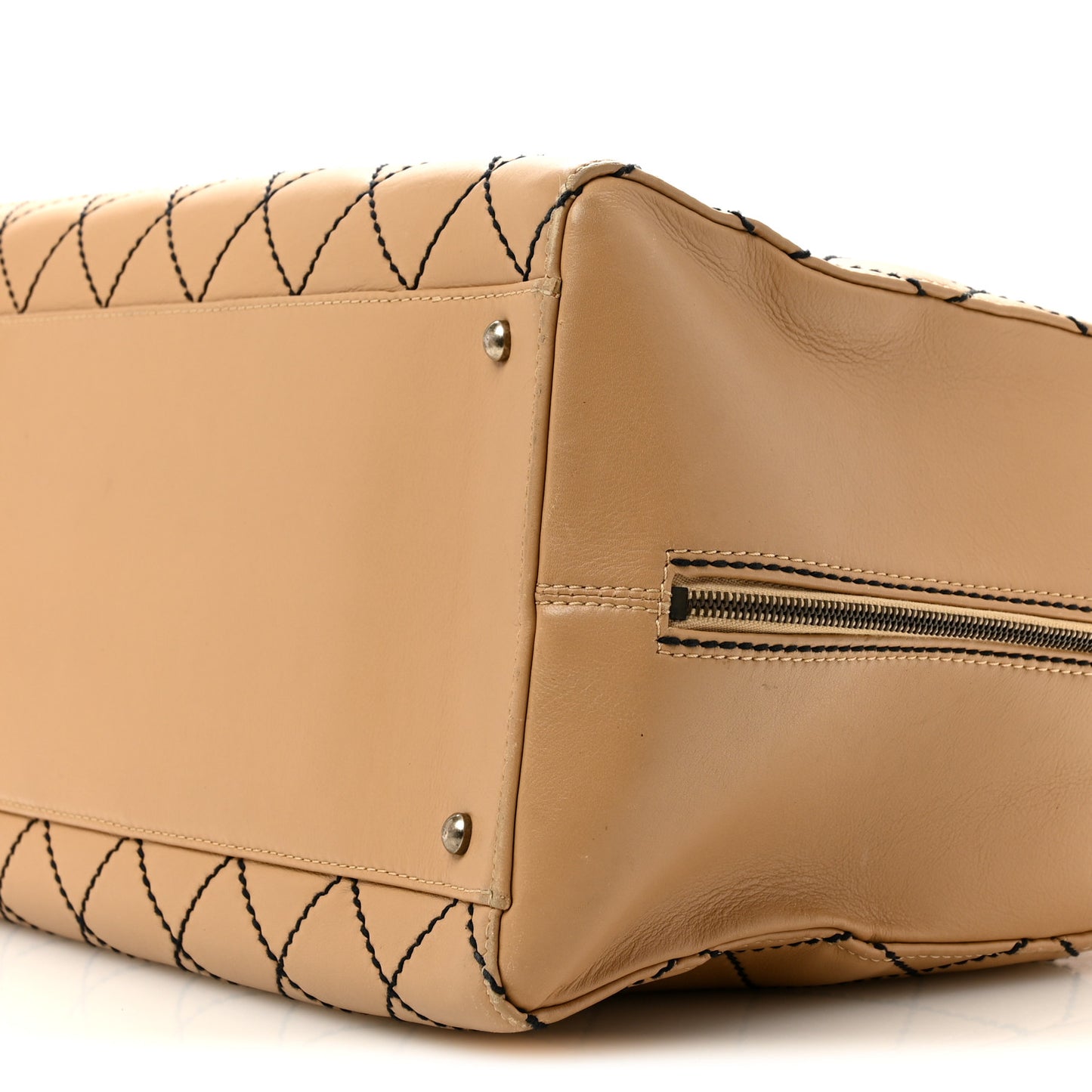 Calfskin Wild Stitch Duffel Bag Beige