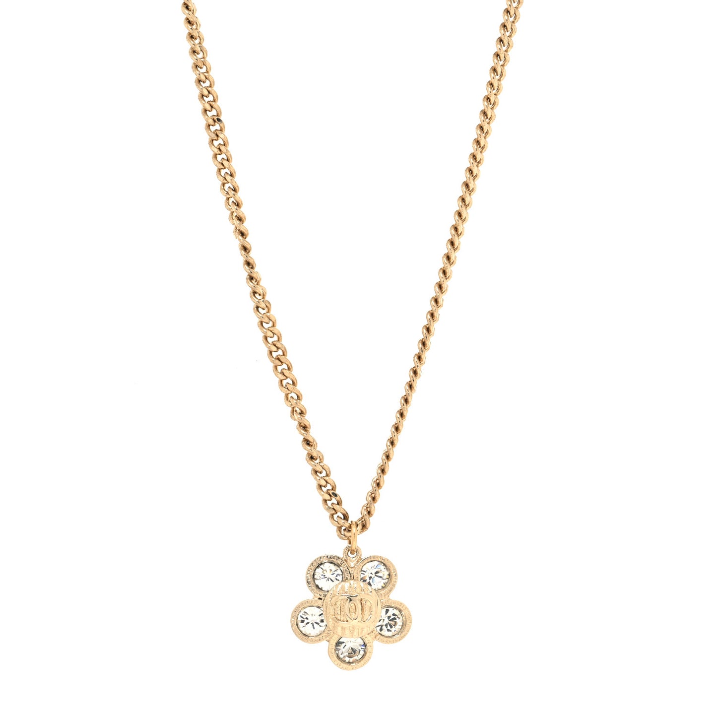 Crystal CC Flower Pendant Necklace Gold