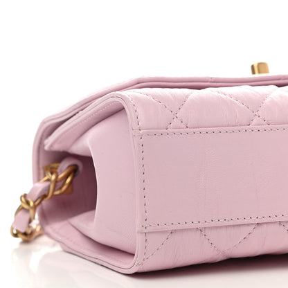 Chanel Crumpled Lambskin Quilted Mini CC Links Top Handle Flap Light Pink 9 of 12