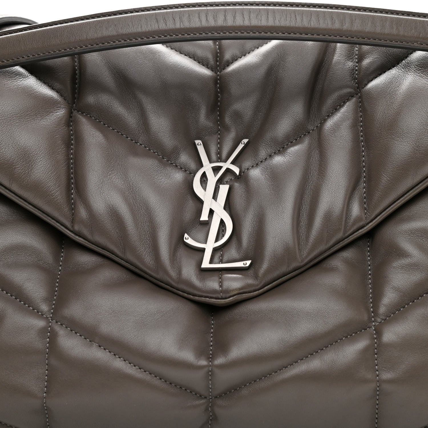 Saint Laurent Calfskin Y Quilted Monogram Medium Loulou Chain Satchel Concrete 9 of 12