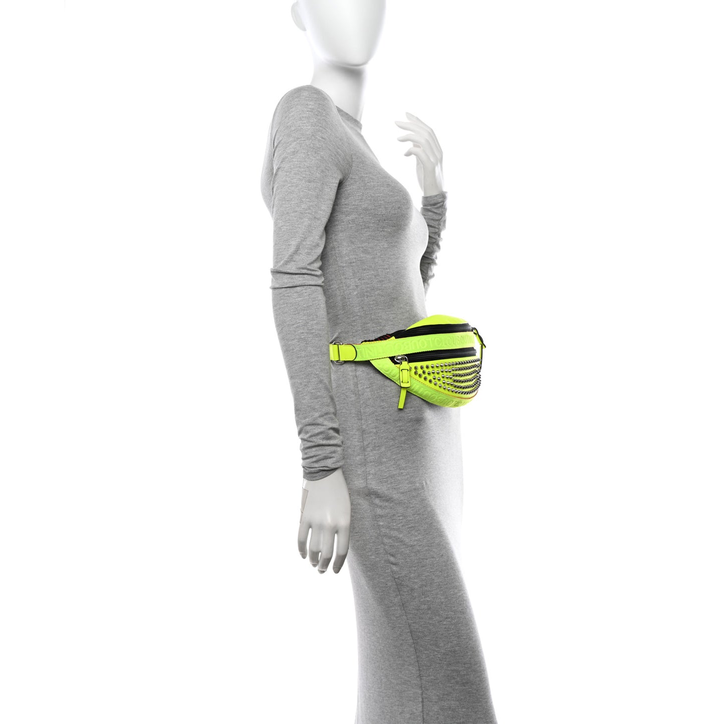 Calfskin Spiked ParisnycBelt Bag Fluo Yellow