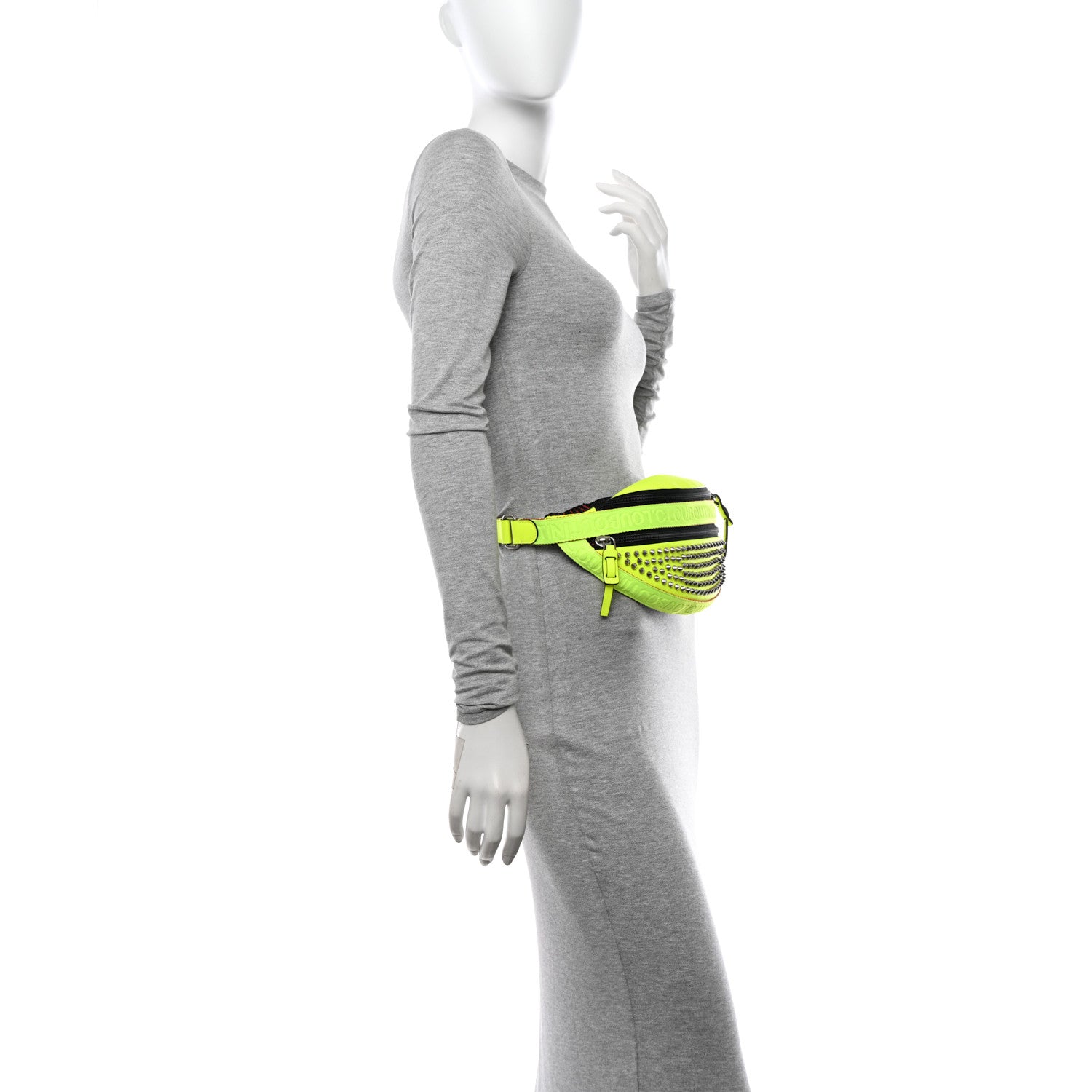 Christian Louboutin Calfskin Spiked ParisnycBelt Bag Fluo Yellow 2 of 10