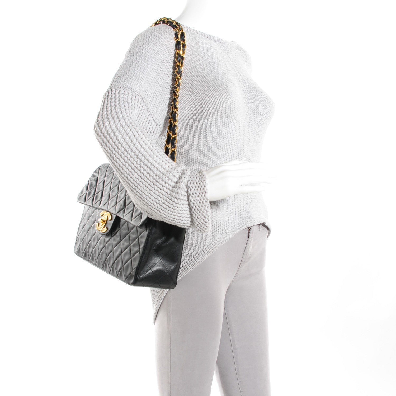 Chanel Lambskin Quilted XL Jumbo Flap Black 4 of 11