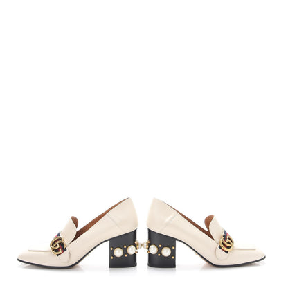 Gucci Calfskin Web Pearl Embellished Peyton Loafer Pumps 40 Ivory 5 of 12
