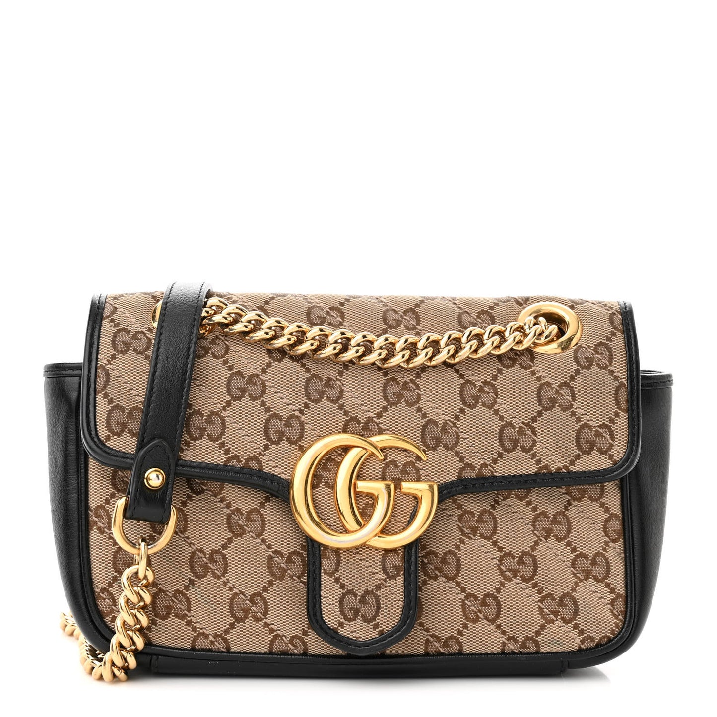 Monogram Matelasse Diagonal Mini GG Marmont Shoulder Bag Beige Black