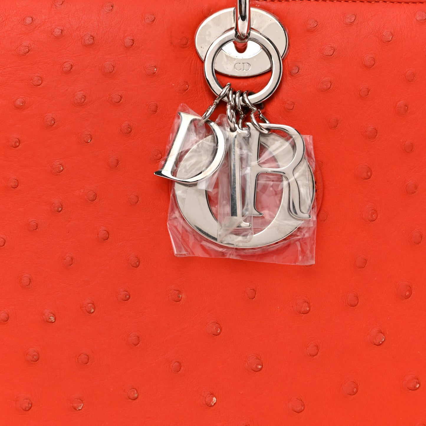 Ostrich Large Lady Dior Orange