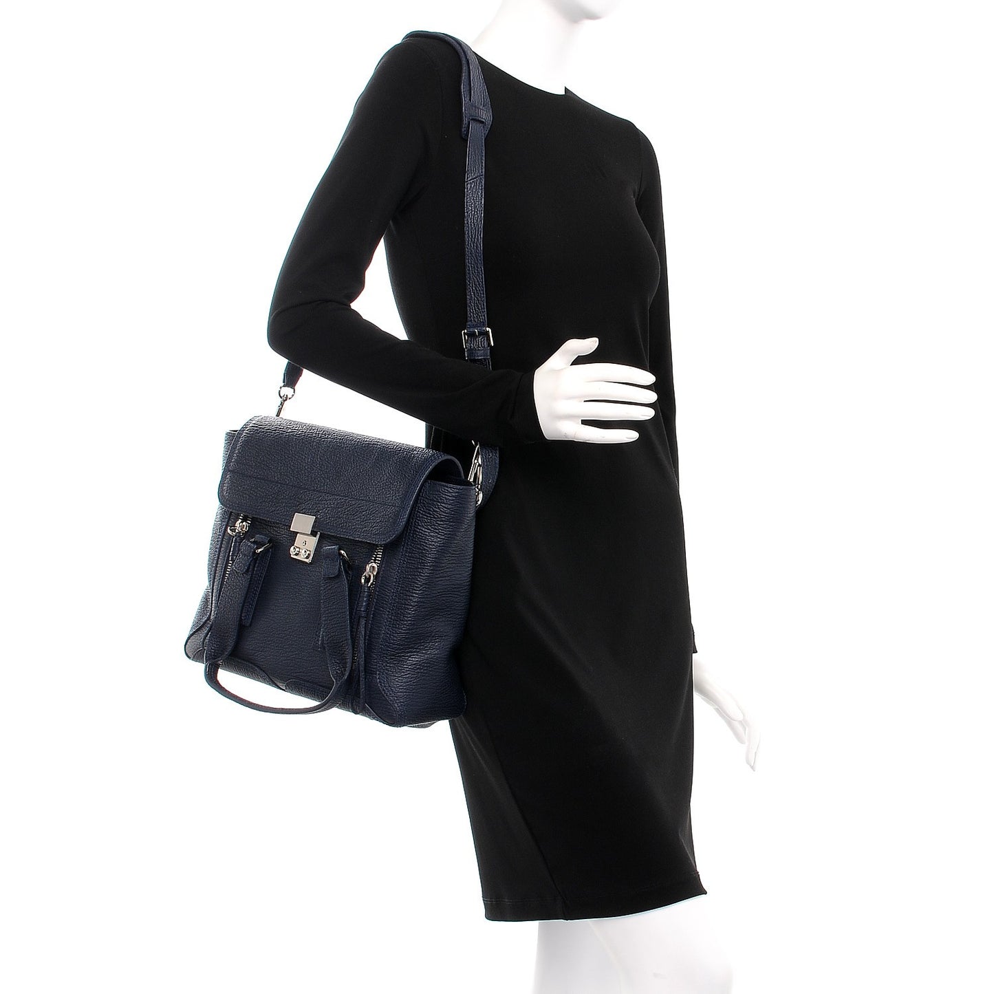 3.1 Textured Calfskin Medium Pashli Satchel Ink