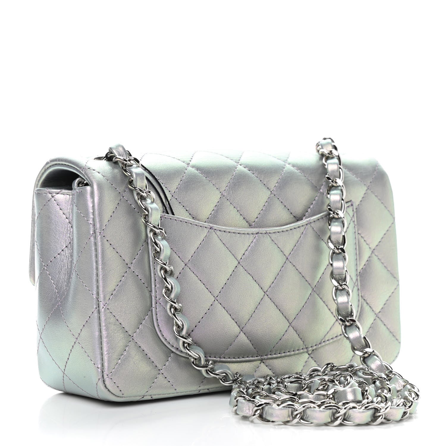 Chanel Iridescent Calfskin Quilted Mini Rectangular Flap Purple 3 of 12