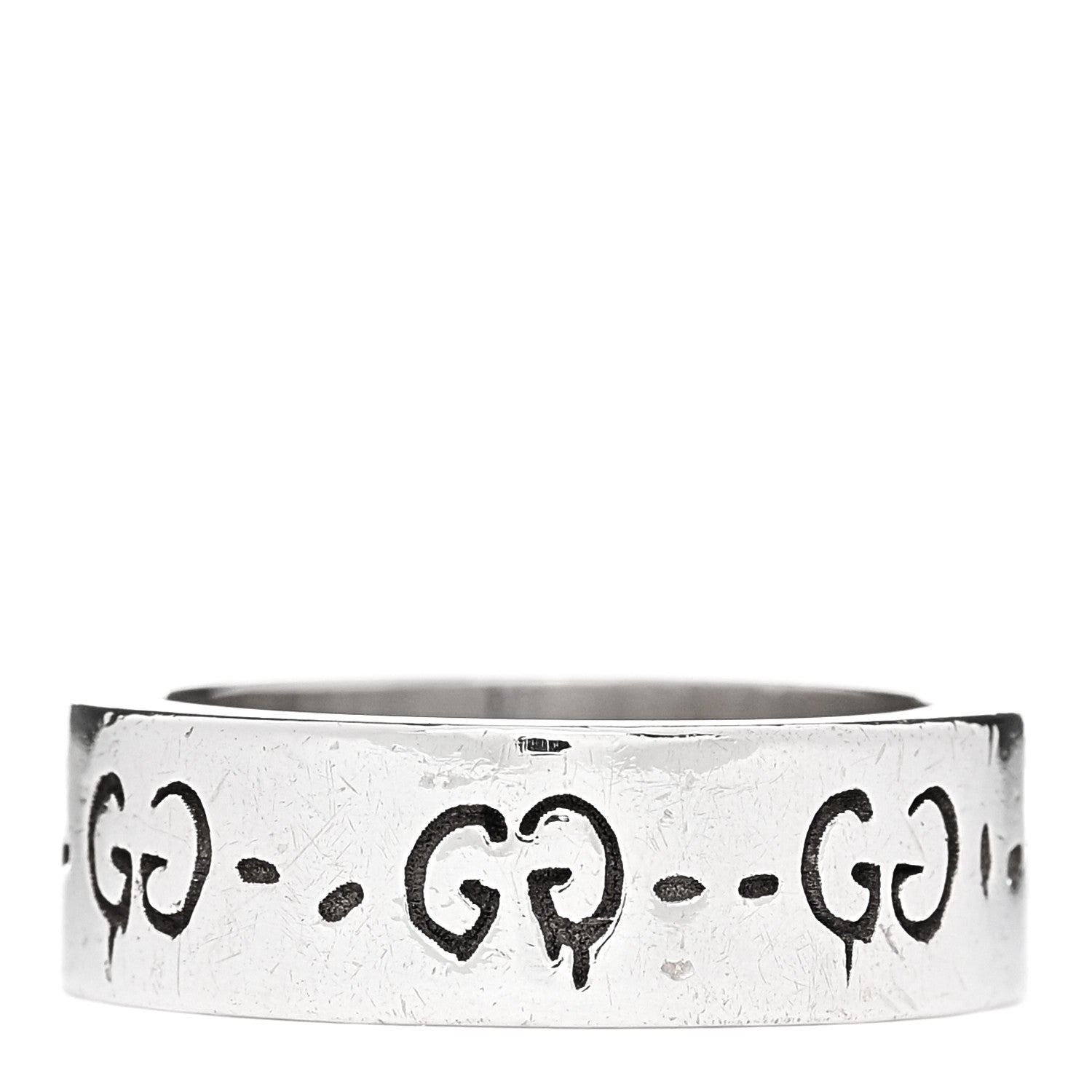 Gucci Sterling Silver Narrow GucciGhost Hamlet Skull Ring 49 4.75 3 of 5
