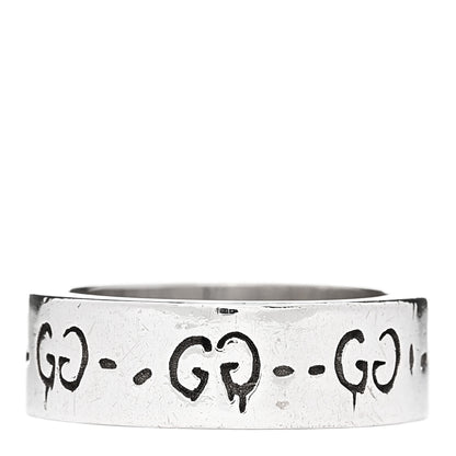 Gucci Sterling Silver Narrow GucciGhost Hamlet Skull Ring 49 4.75 3 of 5