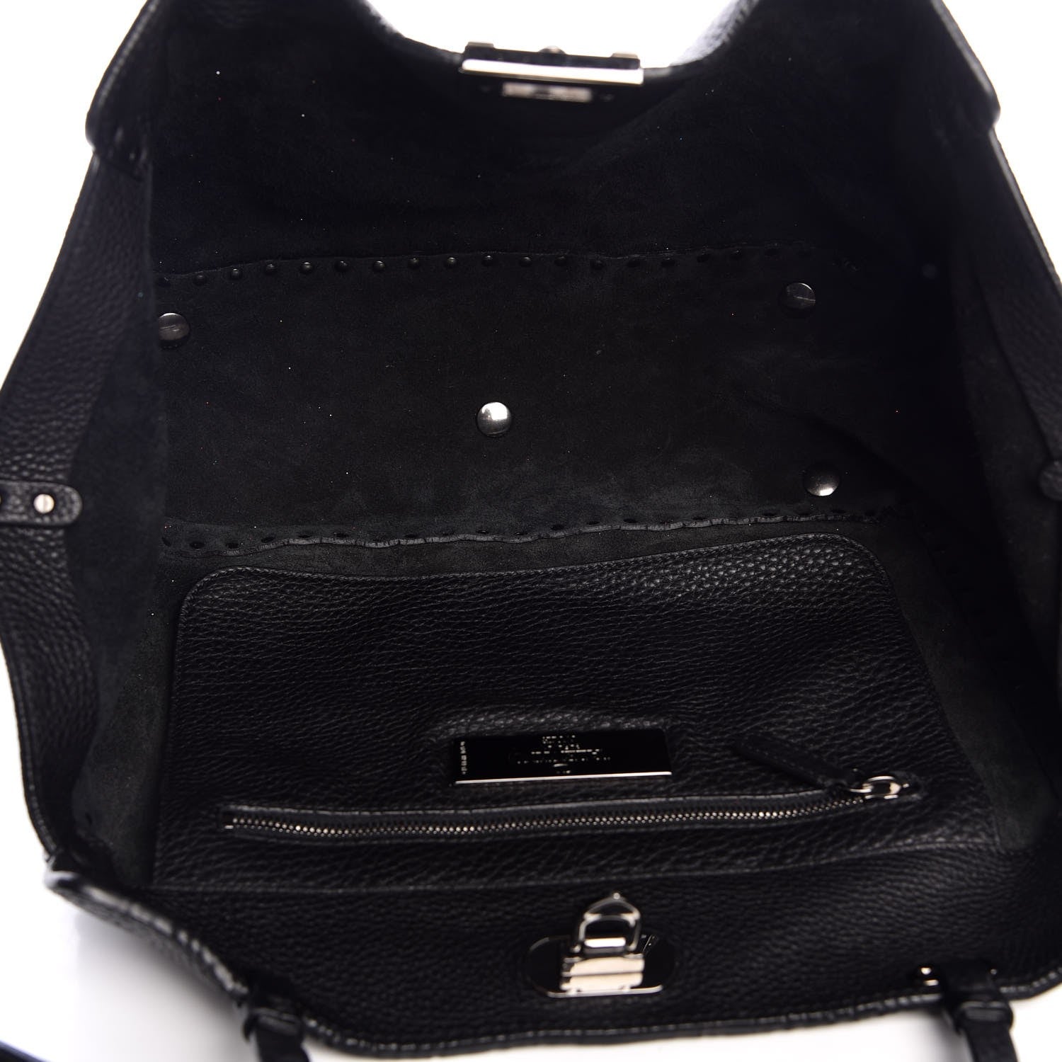 Valentino Garavani Grained Calfskin Onyx Medium Rockstud Rolling Tote Black 5 of 9
