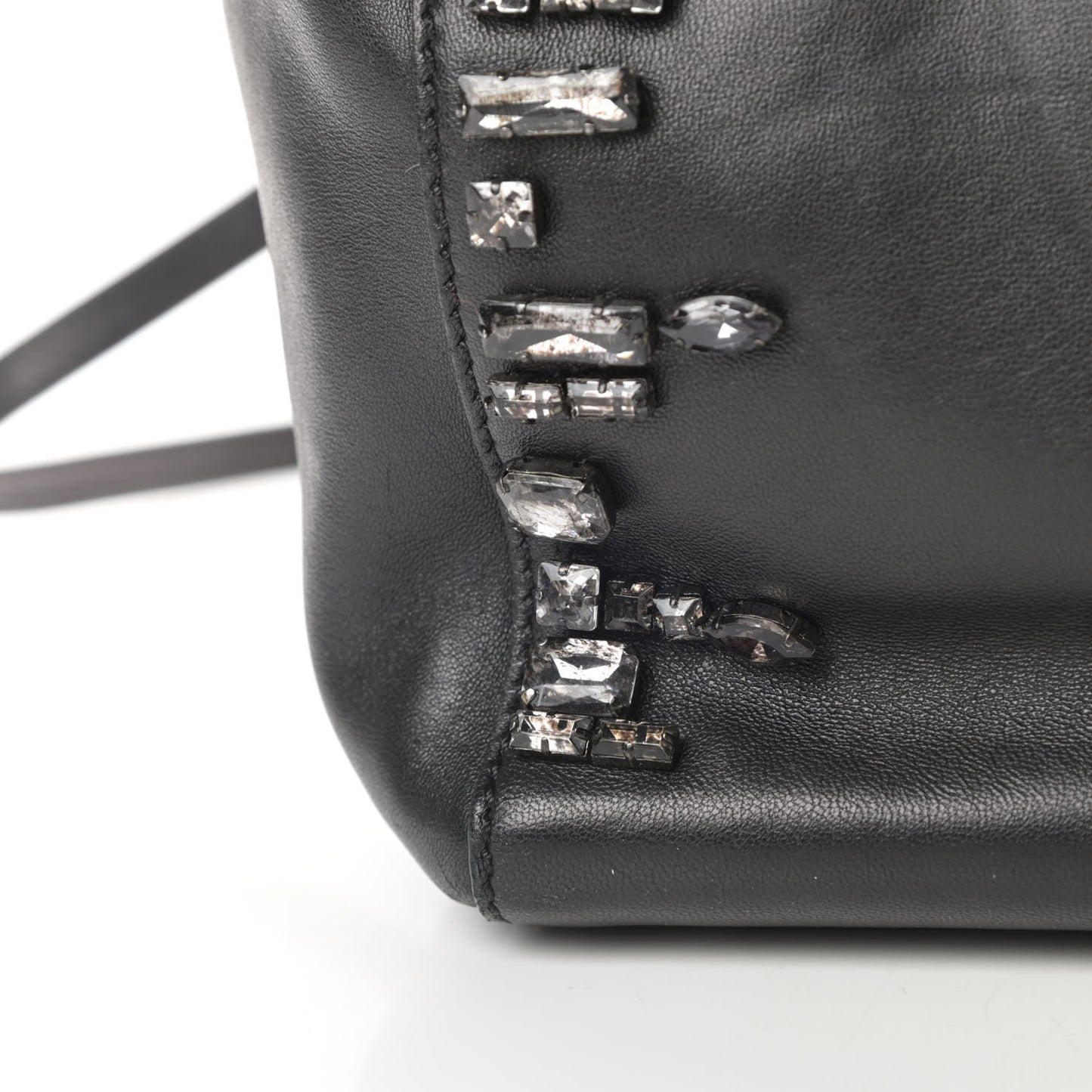 Lambskin Crystal B Diamond Tote Black