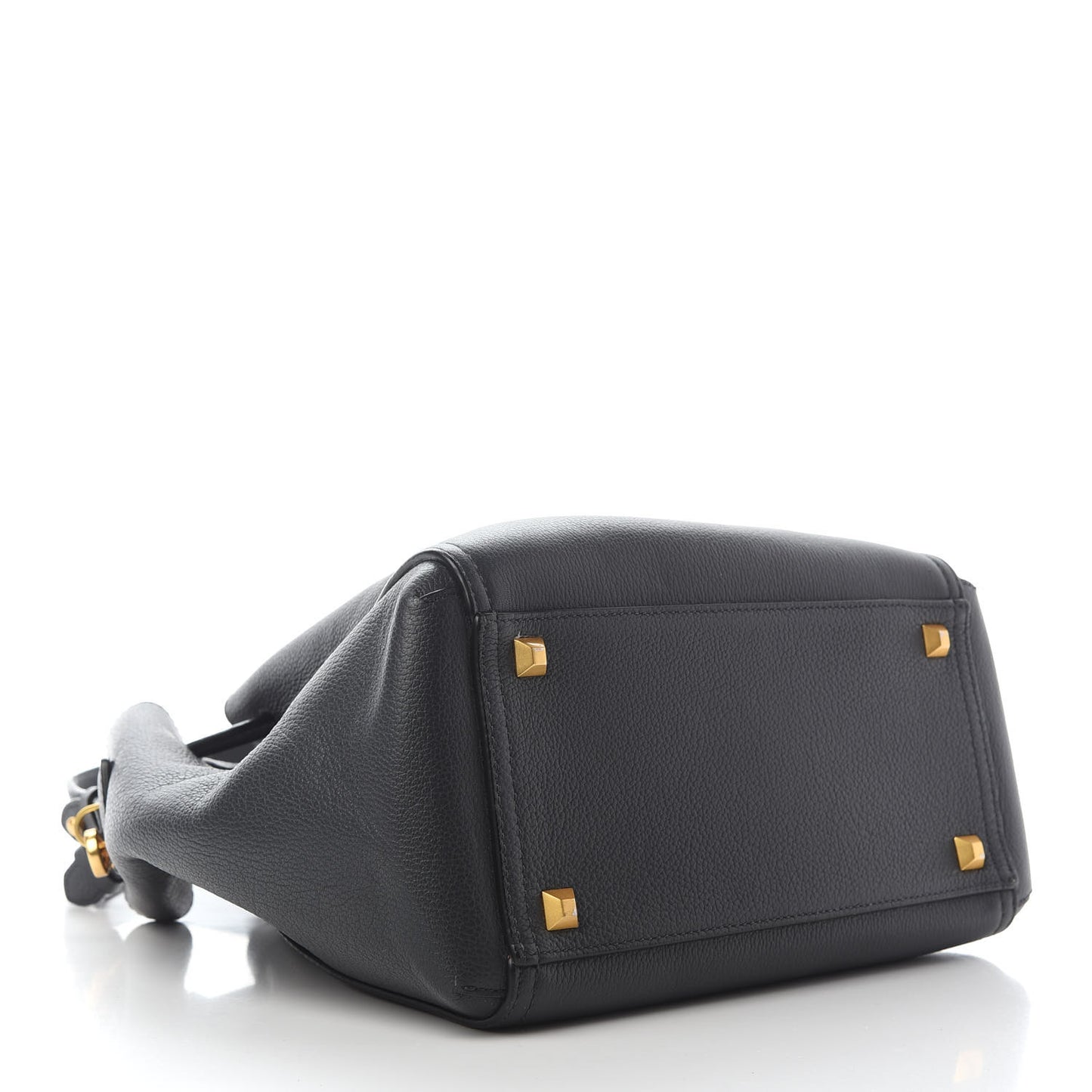 Grained Calfskin Milla Drawstring Bucket Bag Phantom Gray