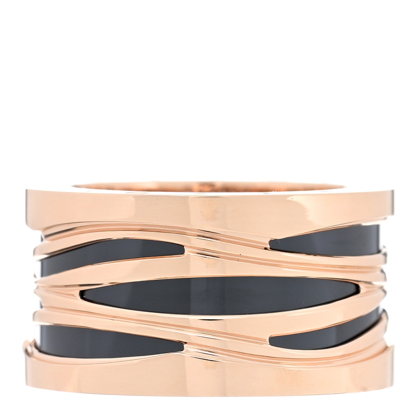 18K Rose Gold Black Ceramic B.Zero1 Legend Four-Band Ring 55 7.25