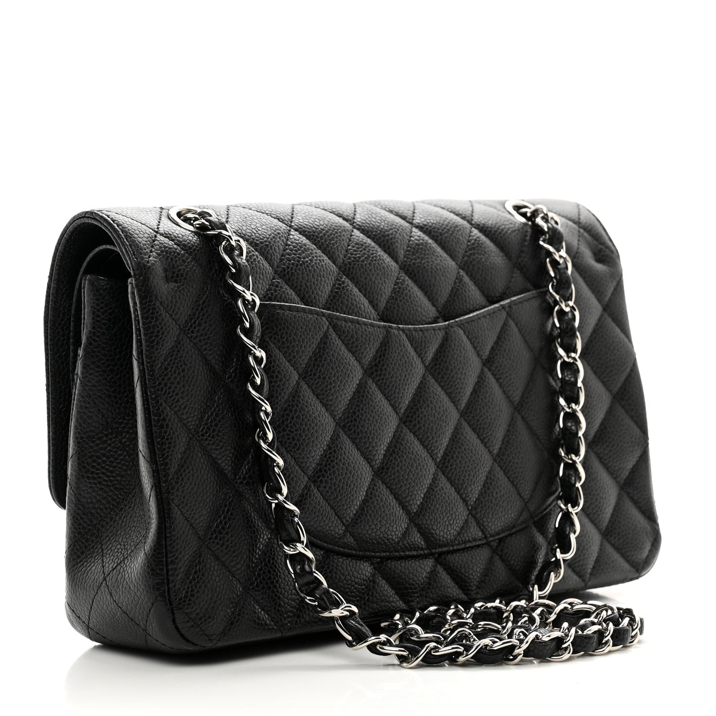Caviar Quilted Medium Double Flap Black