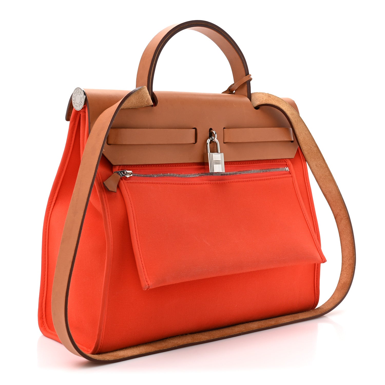 Hermes Toile Vache Hunter Herbag Zip 31 PM Orange Natural Orange Natural 4 of 21