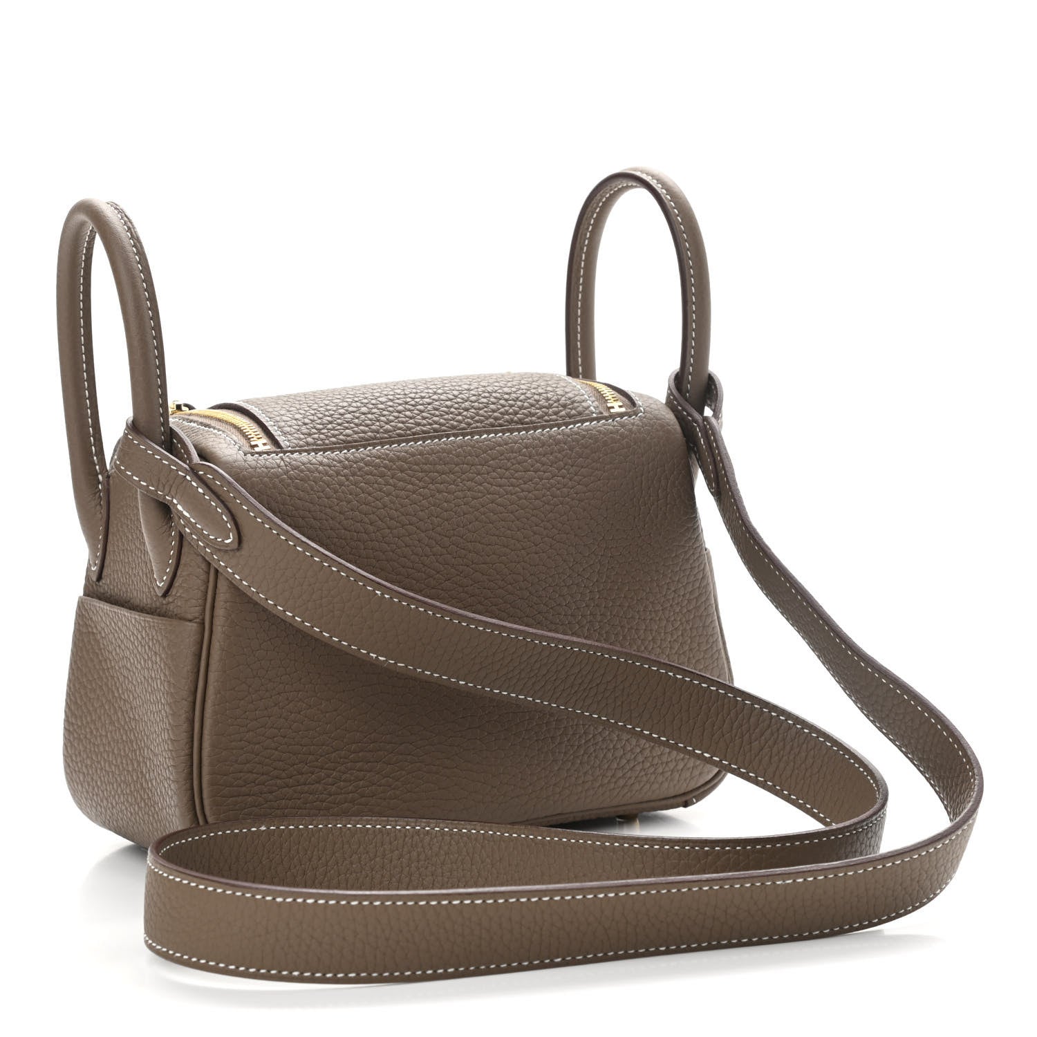 Hermes Taurillon Clemence Mini Lindy 20 Etoupe 3 of 11