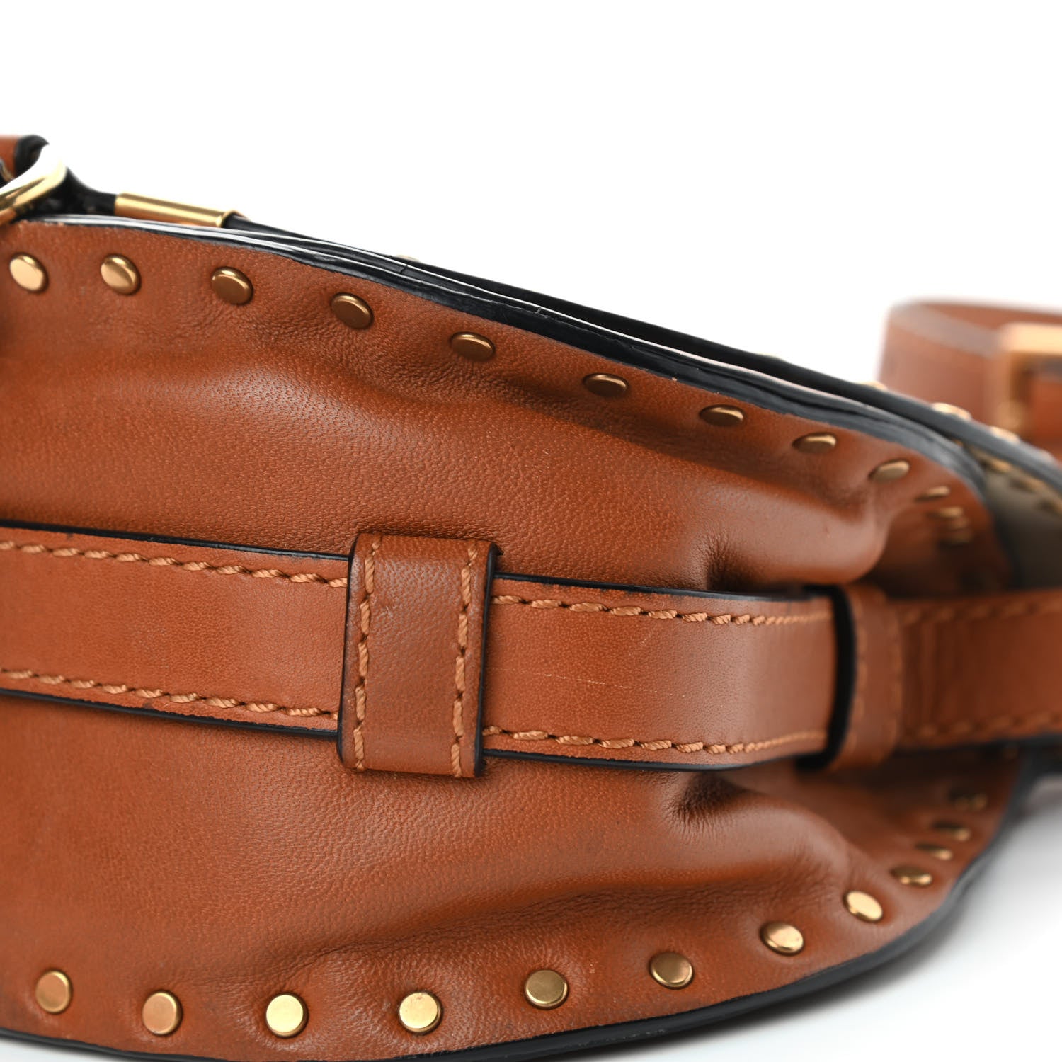 Chloe Calfskin Studded Mini Marcie Round Crossbody Bag Caramel 8 of 9
