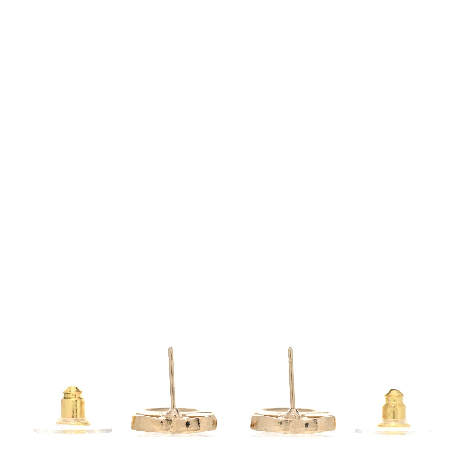 Chanel Metal Crystal CC Heart Drop Earrings Gold 3 of 5