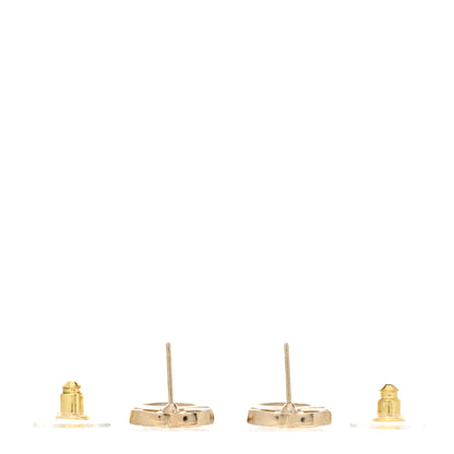 Chanel Metal Crystal CC Heart Drop Earrings Gold 3 of 5