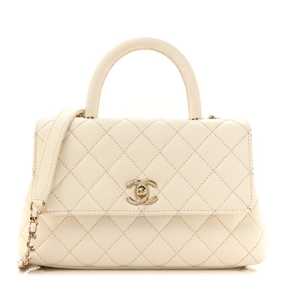 Chanel Caviar Quilted Mini Coco Handle Flap White 1 of 11