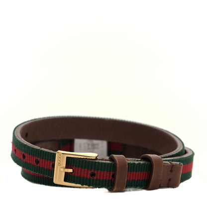Gucci Stainless Steel Nylon 14mm Web G-Frame Square Double Wrap Quartz Watch Green 3 of 5