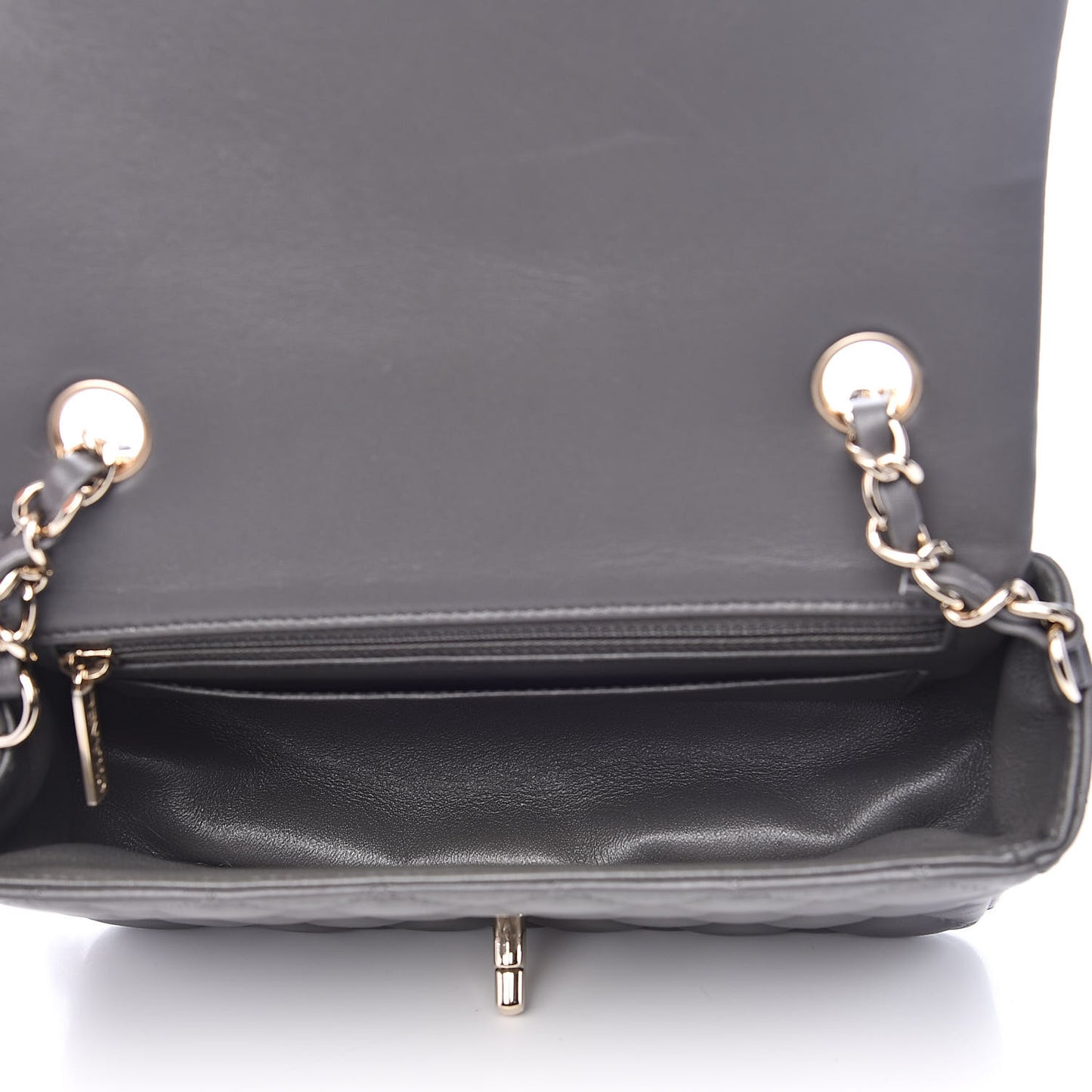 Lambskin Quilted Mini Rectangular Flap Grey