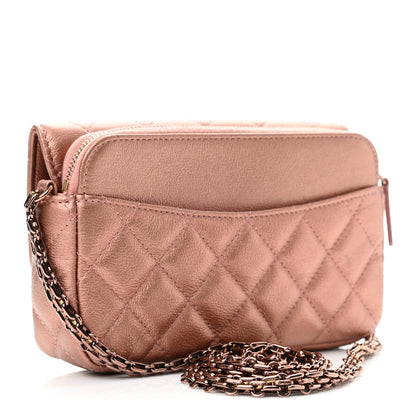 Chanel Metallic Grained Calfskin Quilted 2.55 Reissue Phone Holder With Chain Copper 3 of 13