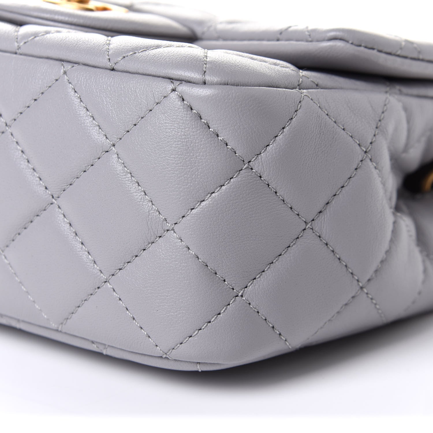 Chanel Lambskin Quilted Mini Pearl Crush Flap Light Grey 12 of 13