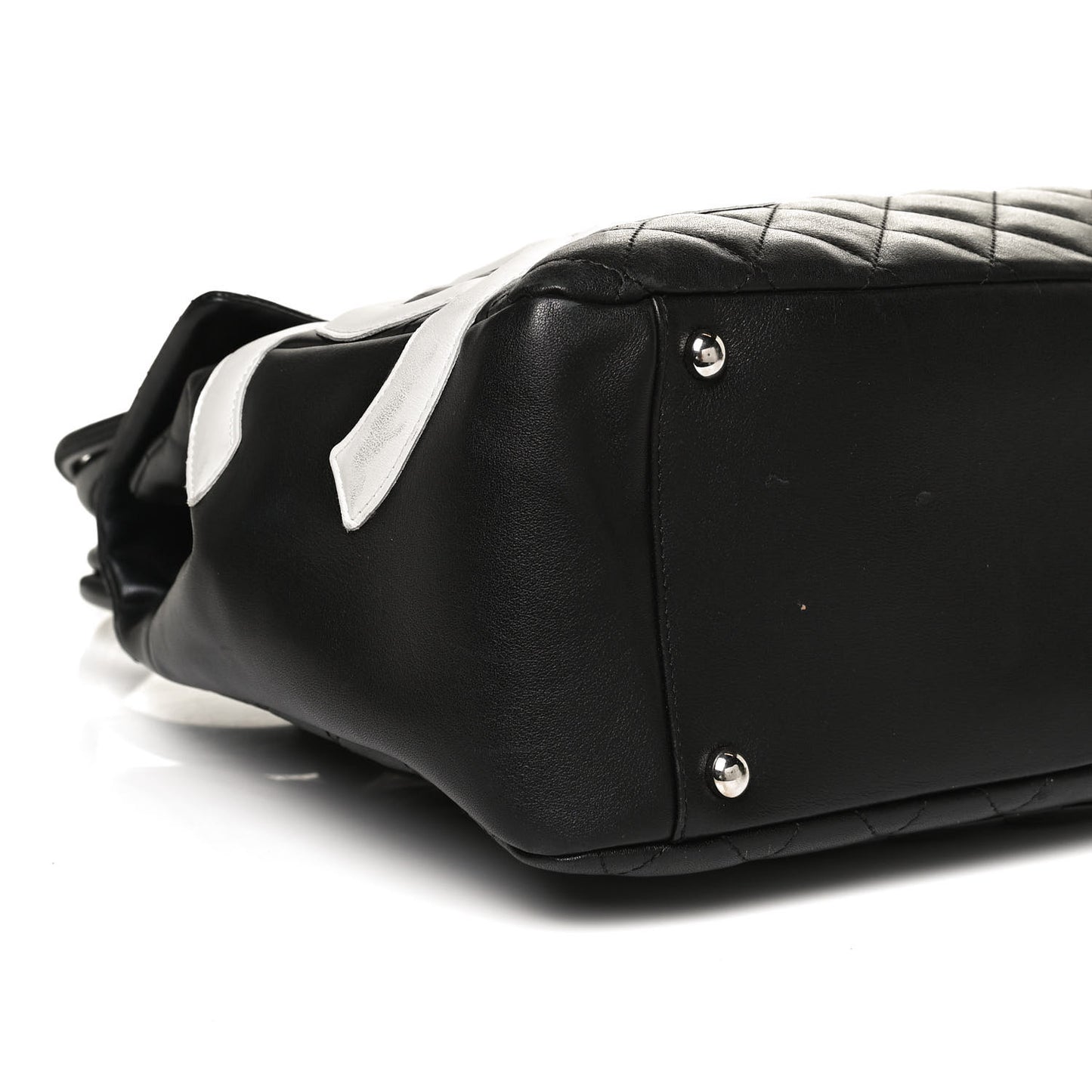 Calfskin Quilted Large Cambon Flap Black White
