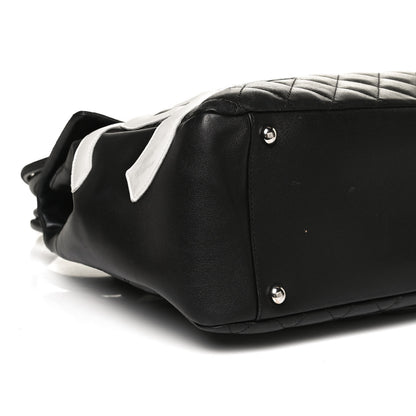 Chanel Calfskin Quilted Large Cambon Flap Black White 9 of 10
