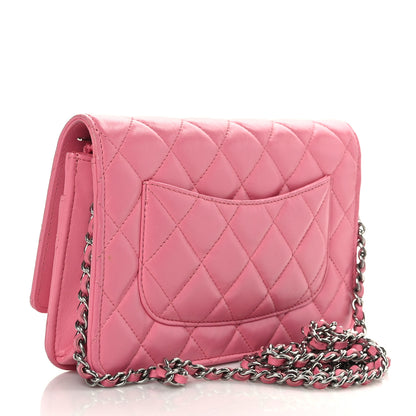 Chanel Lambskin Quilted Wallet On Chain WOC Pink 3 of 13