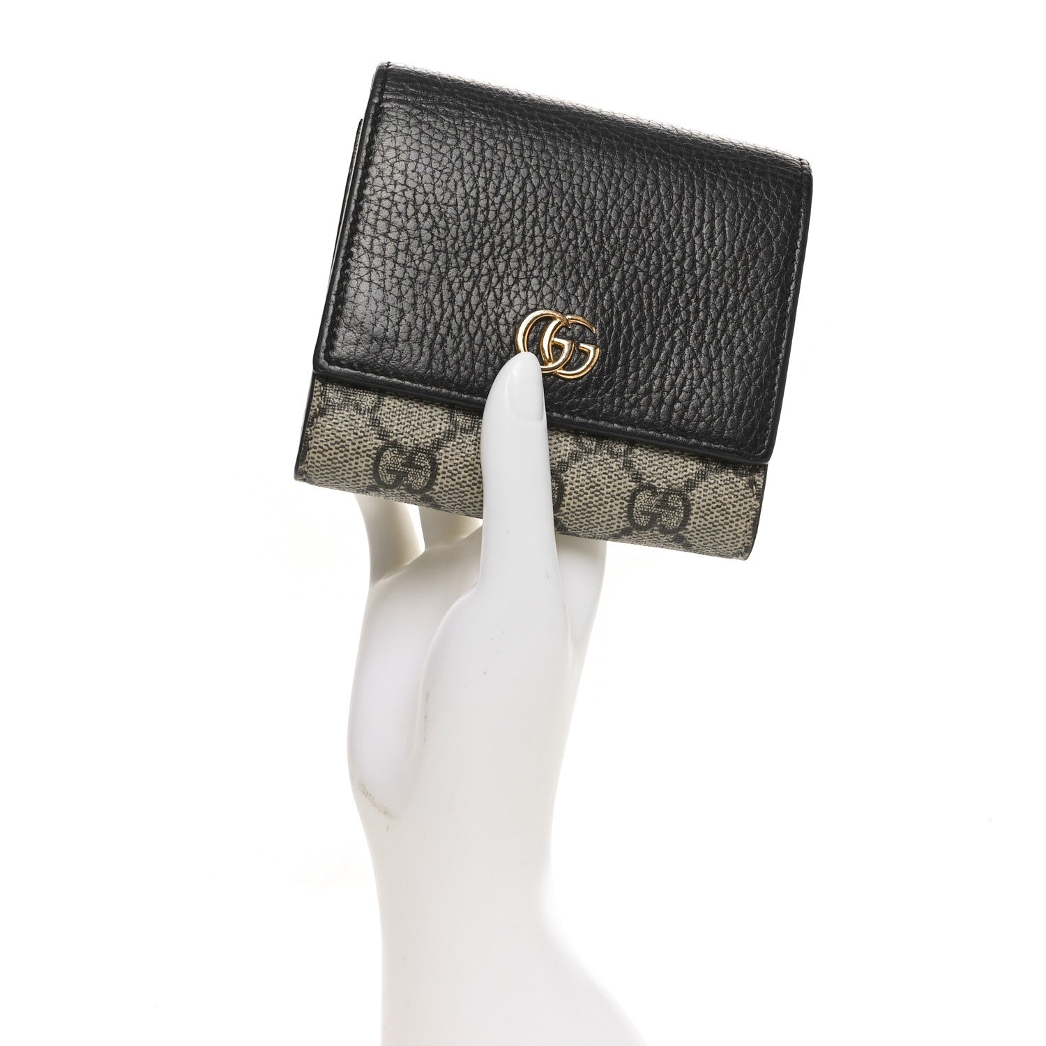 Gucci Dollar Calfskin GG Supreme Monogram Medium GG Marmont Wallet Black Beige Ebony 2 of 7