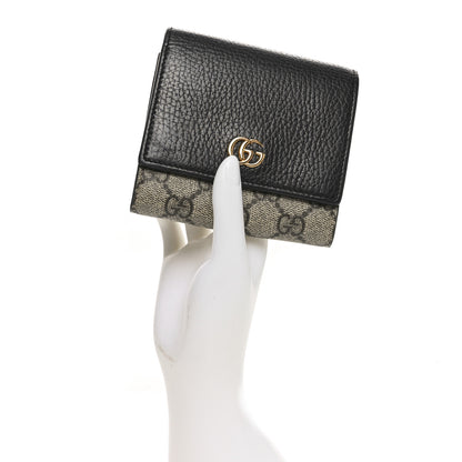 Gucci Dollar Calfskin GG Supreme Monogram Medium GG Marmont Wallet Black Beige Ebony 2 of 7