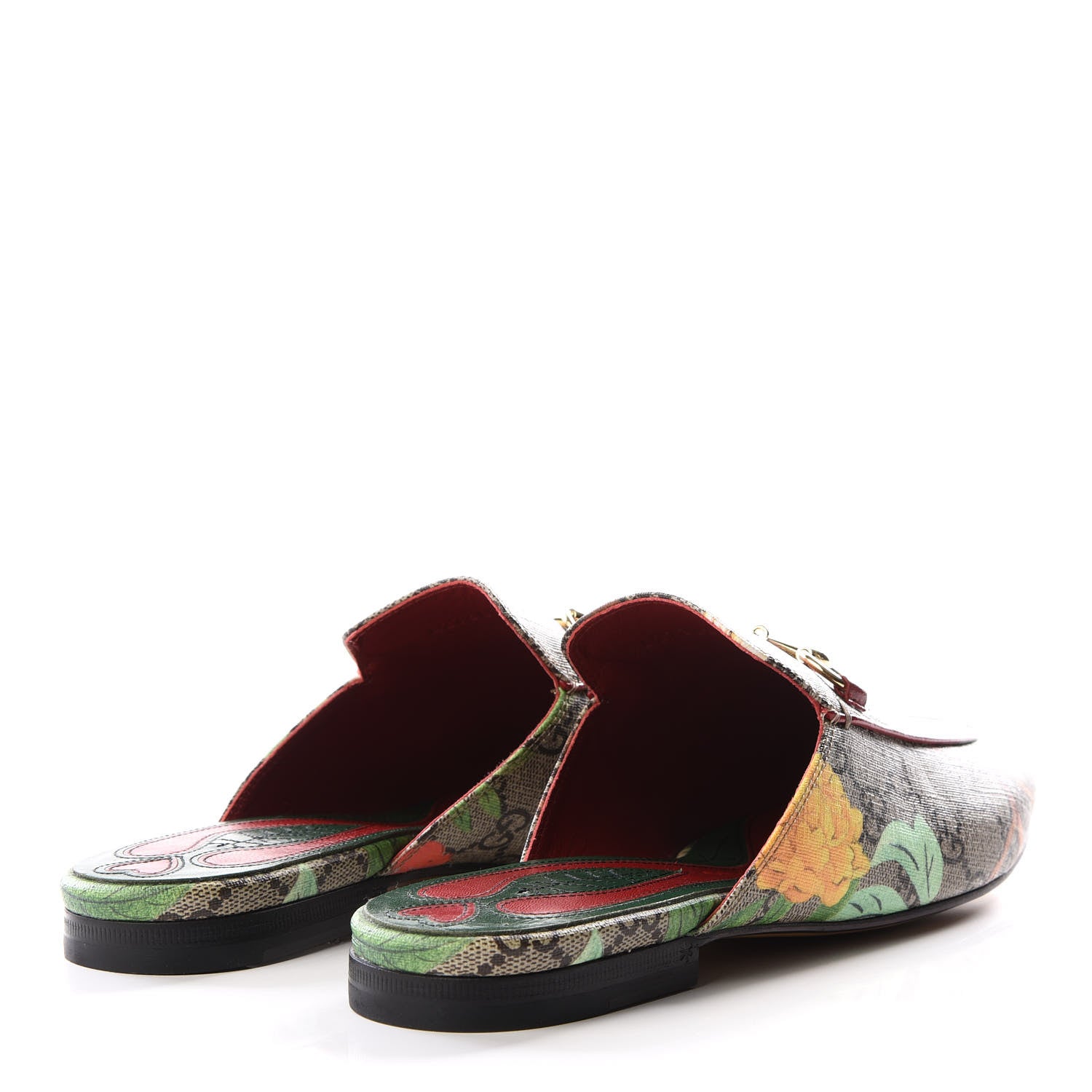 Gucci GG Supreme Monogram Tian Womens Princetown Slippers 38.5 Beige Ebony Multicolor 4 of 9