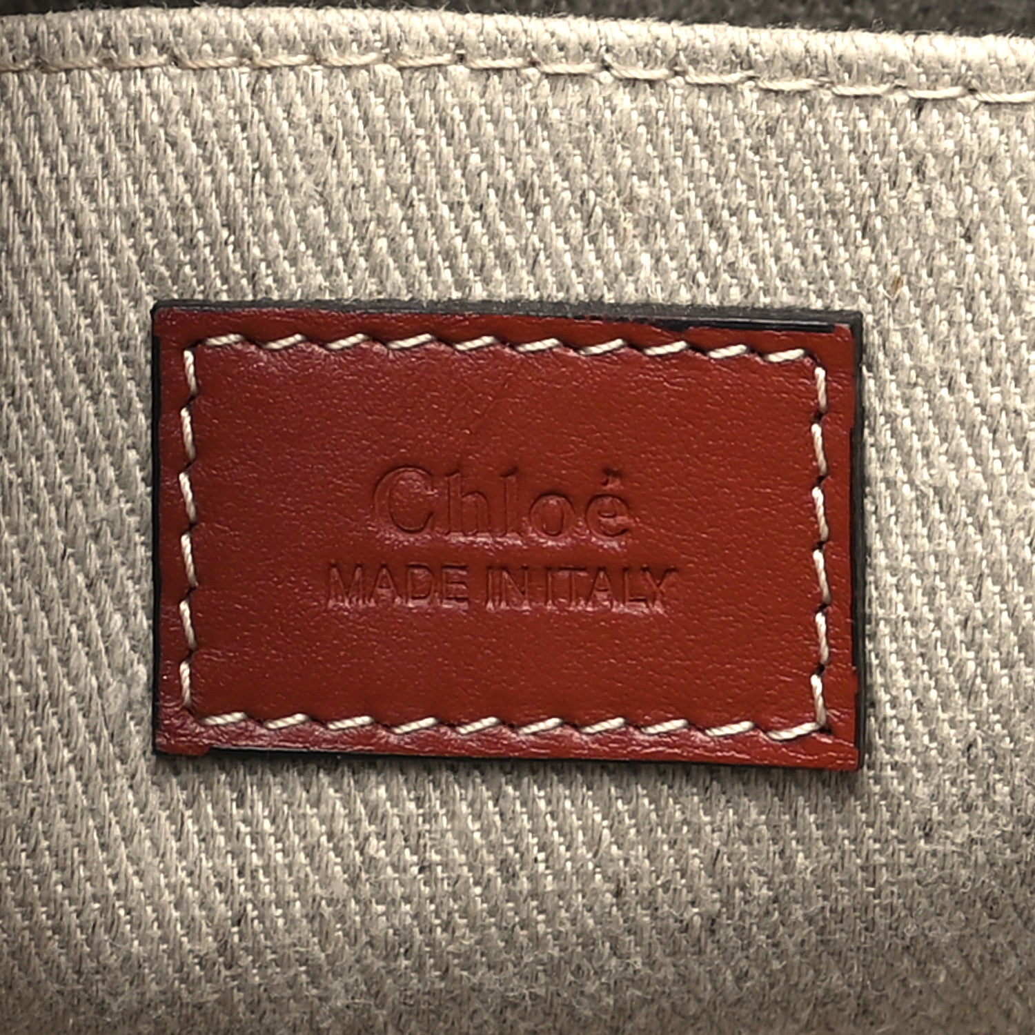 Chloe Cotton Calfskin Medium Woody Ribbon Tote White Brown 6 of 11