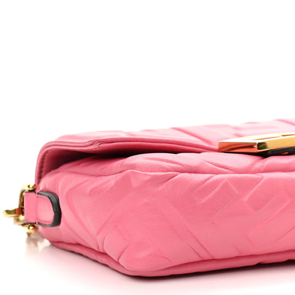 Fendi Nappa FF 1974 Embossed Mini Baguette Rosa Fluo 10 of 17