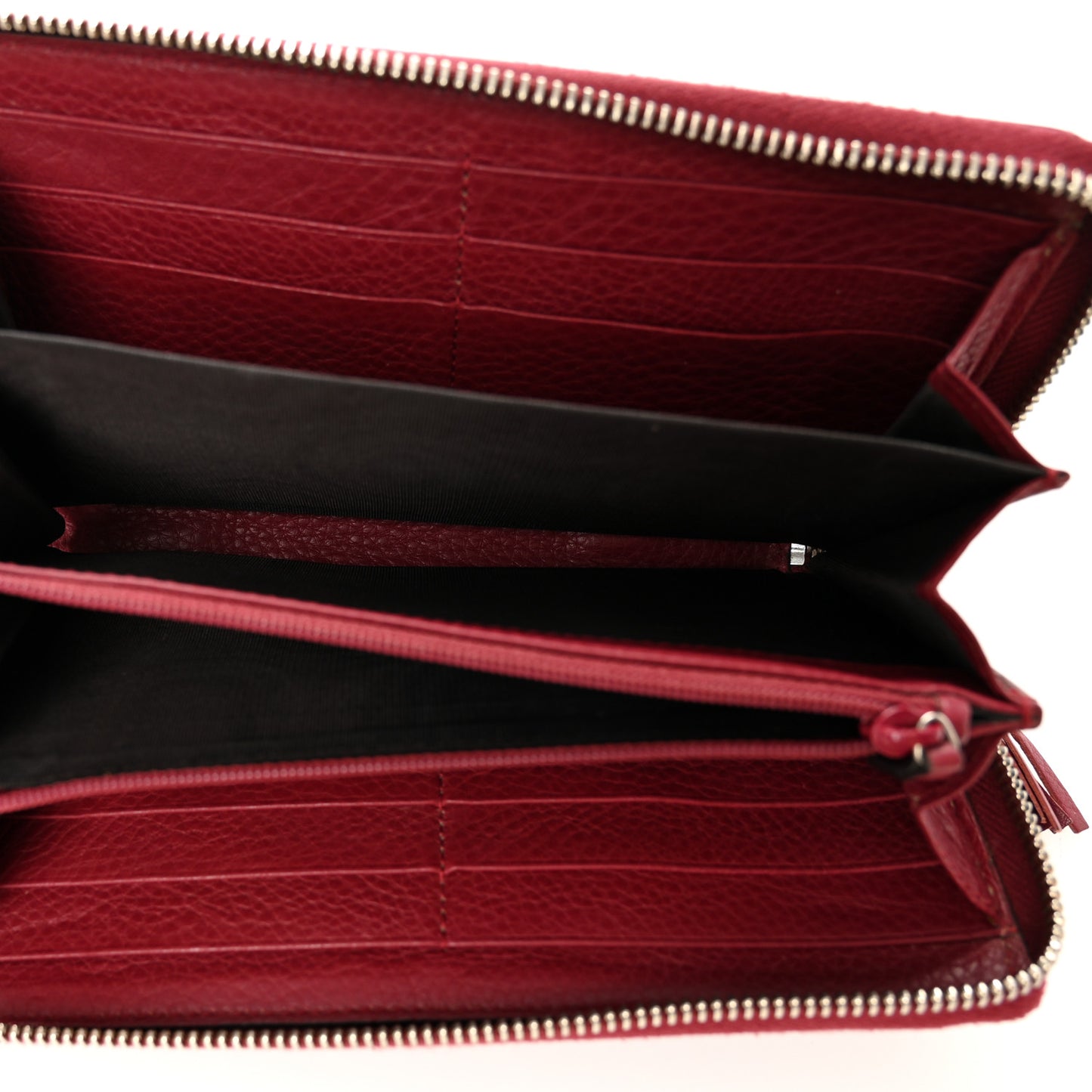 Pebbled Calfskin Studded Soho Zip Around Wallet Soft Burgundy