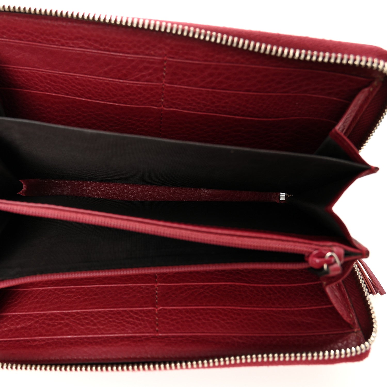 Gucci Pebbled Calfskin Studded Soho Zip Around Wallet Soft Burgundy 5 of 12