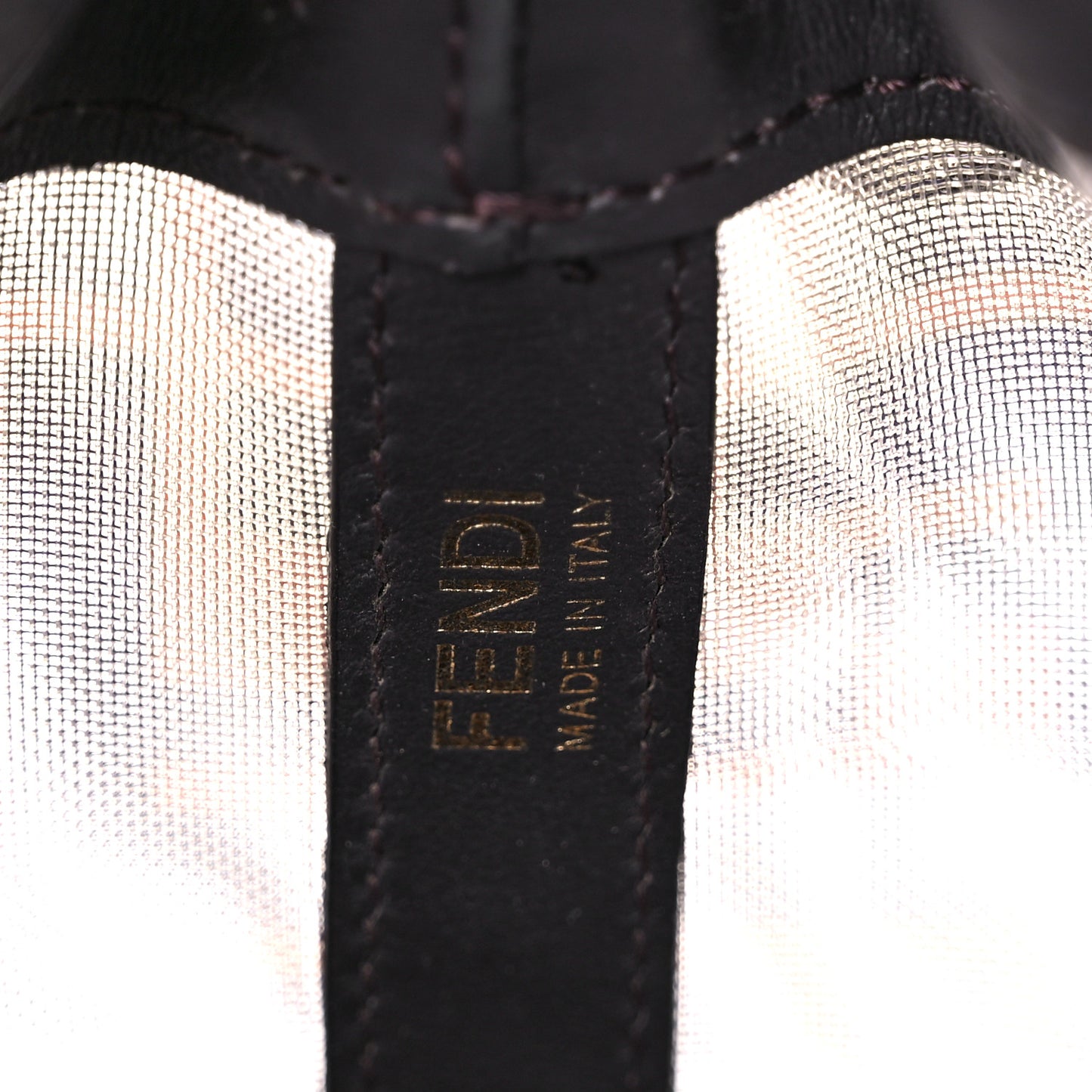 Mesh Vitello Grace F is Fendi FF 1974 Grande Mon Tresor Bucket Bag Marrone Black Ebano
