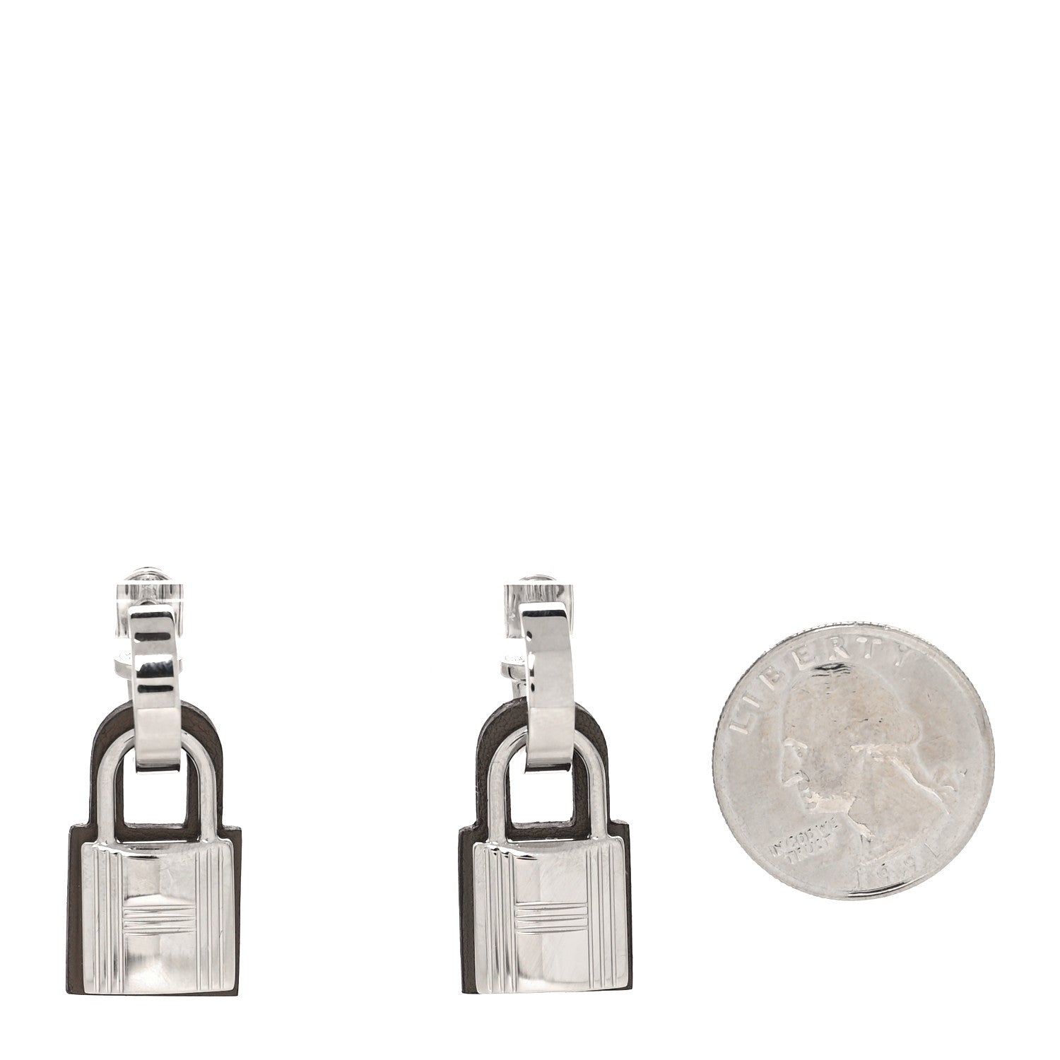Hermes Palladium Swift O'Kelly Earrings Etoupe 2 of 4