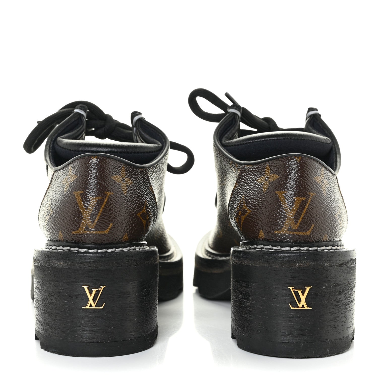 Louis Vuitton Monogram Calfskin Beaubourg Platform Derby Shoes 38 Brown 4 of 14