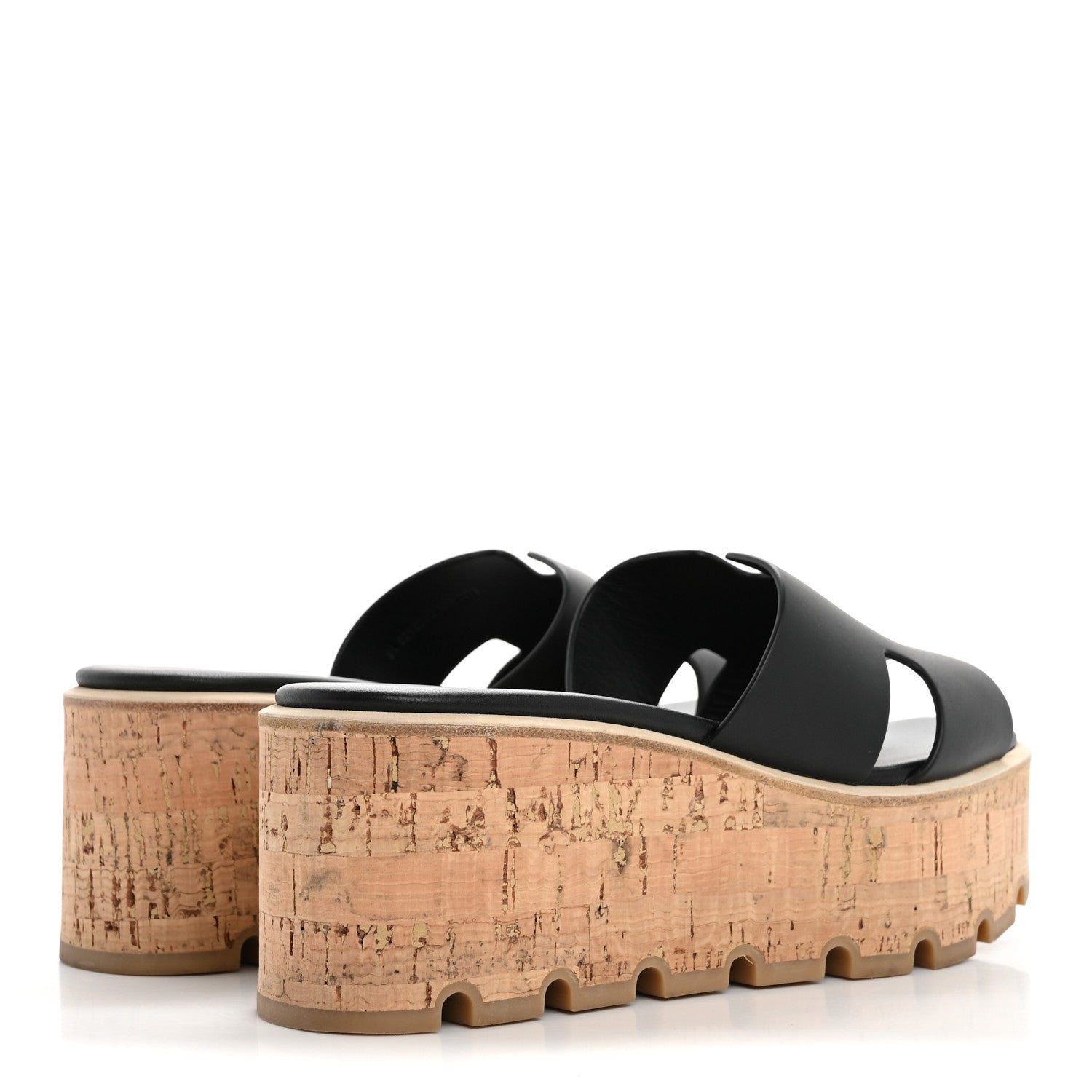 Hermes Calfskin Cork Eze 30 Sandals 36 Black 5 of 12