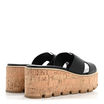 Hermes Calfskin Cork Eze 30 Sandals 36 Black 5 of 12