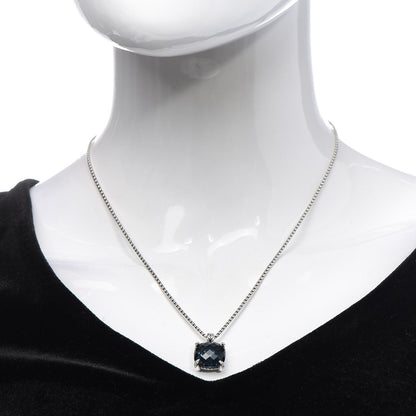 David Yurman Sterling Silver Diamond Hampton Blue Topaz 14mm Chatelaine Pendant Necklace 2 of 6