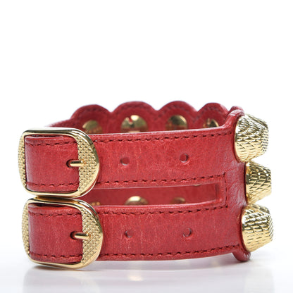 Balenciaga Agneau Arena Three Row Giant Gold Bracelet Rouge Cardinal 3 of 4