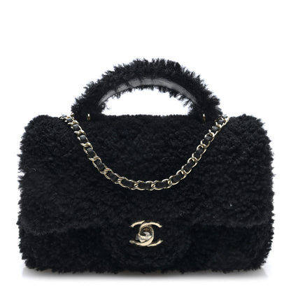 Chanel Shearling Quilted Mini Top Handle Rectangular Flap Black 1 of 9