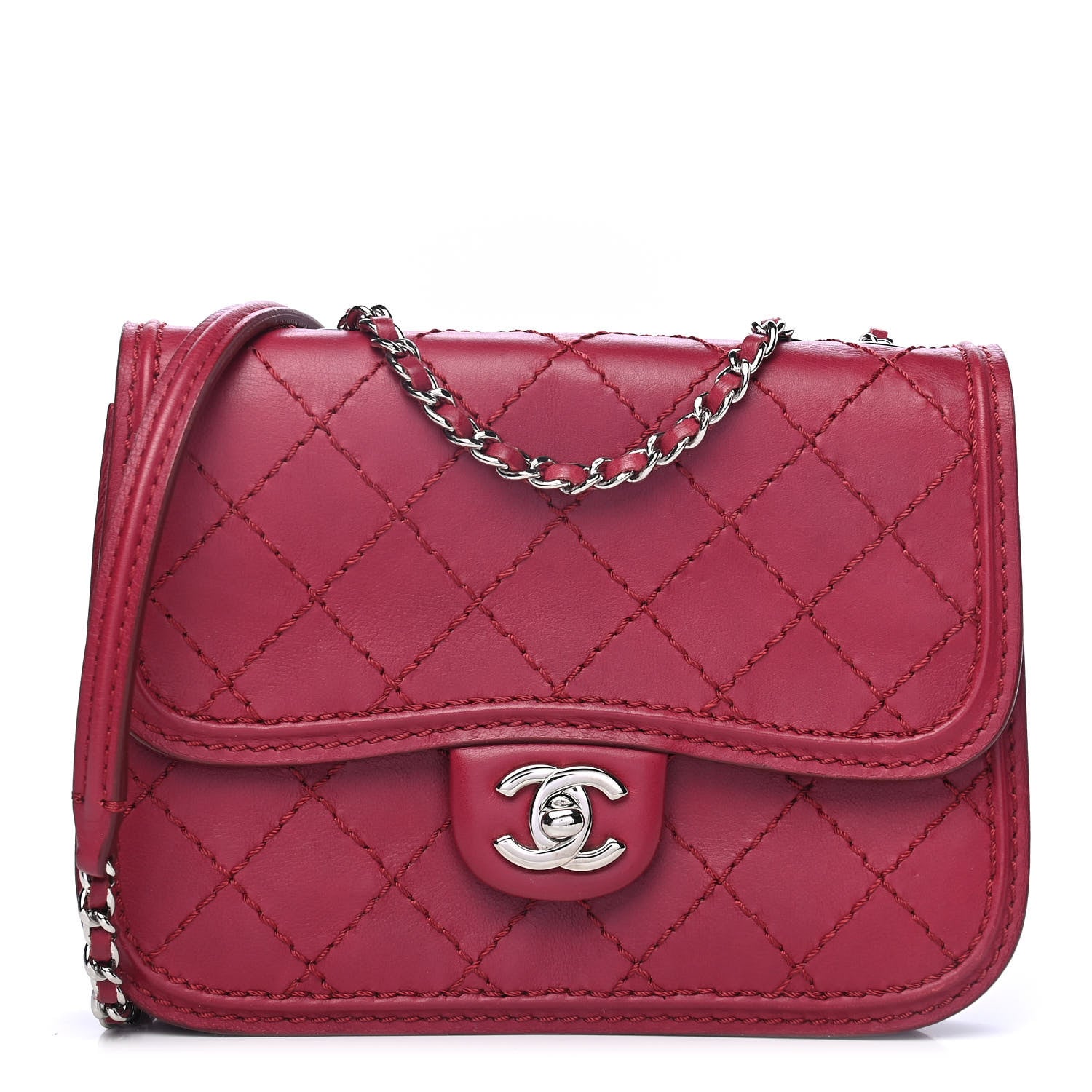 Chanel Calfskin Stitch Small Flap Red 1 of 4