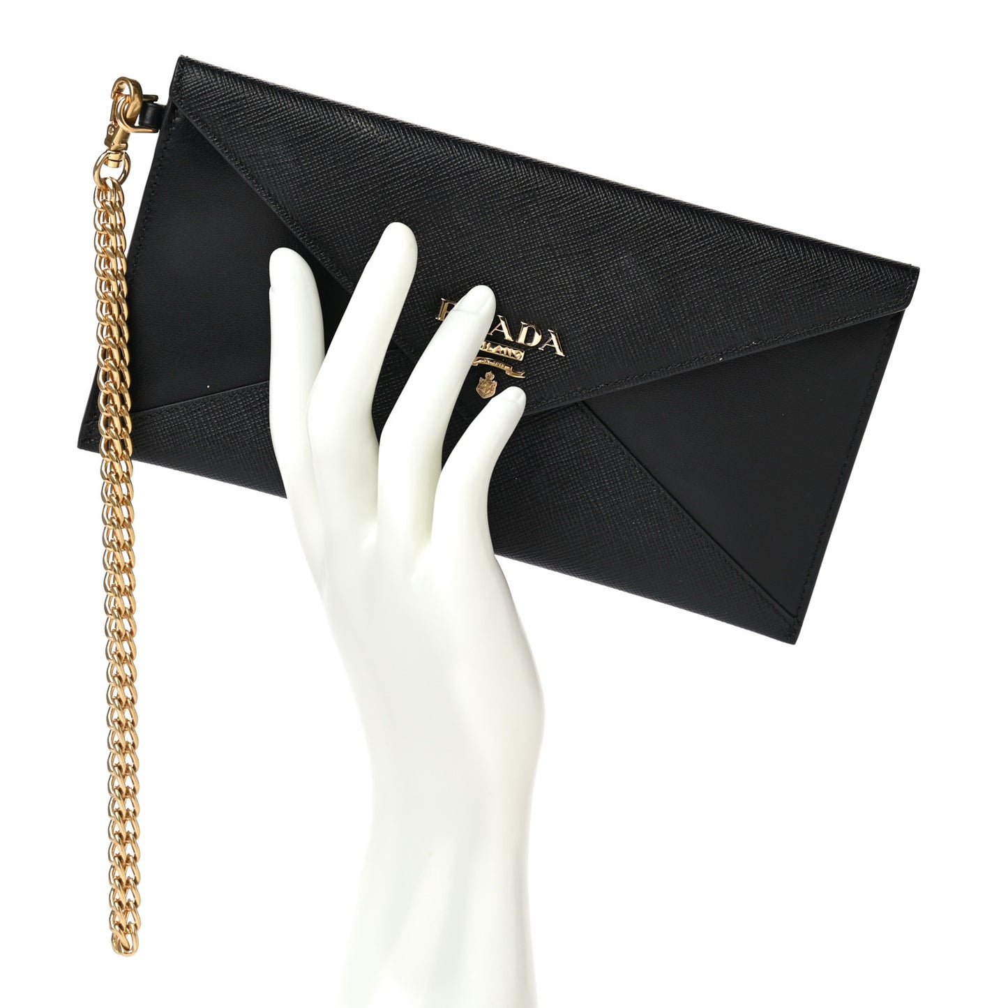 Saffiano Envelope Wristlet Crossbody Wallet Black